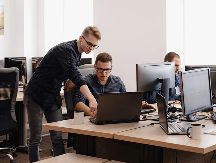 Portrait of adult male working from home at night